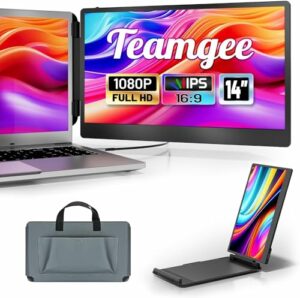 Teamgee Tragbarer Monitor für Laptop - 14'' FHD Portable Monitor - Bildschirm für 13''-17'' Mac Windows Chrome - USB-C & HDMI