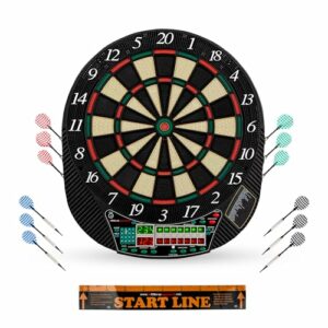 Ultrasport elektrisches Dartboard ohne Türen, Dartautomat für bis zu 8 Spieler, inklusive Abwurfline, 12 Dartpfeile und 100 Soft-Tipps, Dartspiel mit LED-Anzeige, geeignet für Partys und Spieleabende