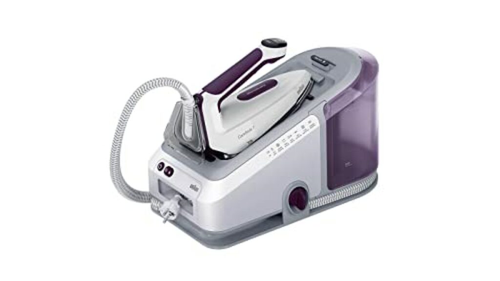 Braun CareStyle 7 Pro IS 7266 VI Dampfbügelstation, FreeGlide 3D Bügelsohle, iCare-, iMode- & Vertikaldampf-Funktion, FastClean, Dampfstoß 550 g/min, Abnehmbarer 2 L Wassertank, 2700 W, Weiss-Violett