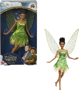 DISNEY Peter Pan & Wendy Tinker Bell Feenpuppe mit beweglichen Flügeln und grünem Kleid, inspiriert vom Film, Geschenk für Kinder zum Nachspielen von Szenen oder eigenen Abenteuern, HNY37
