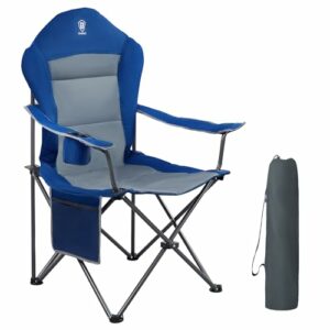 EVER ADVANCED Luxus Campingstuhl Faltbar 160 KG Belastbar Ultragroß mit Hochlehner Bequem Gepolster Klappstuhl Camping Garten Balkon Strand, Camping Stuhl Sessel Gartenstuhl Anglerstuhl