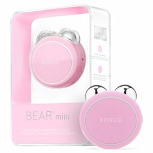 FOREO BEAR mini Gezieltes Mikrostrom-Facelifting-Gerät - Gesichtsmassagegerät - Gesicht & Jawline Trainer - Gesichtsmassage - Gesichtsroller - Sicher Facelifting - Anti-Aging - Pearl Pink