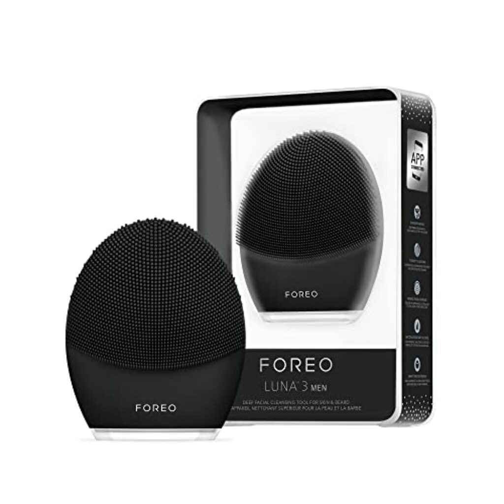 FOREO LUNA 3 MEN - Gesichtsreinigungsbürste für Haut & Bart - Straffendes Silikon-Gesichtsmassagegerät elektrisch - Ultrahygienische Skincare - Reisefreundliches Gesichtspeeling - App-verbunden