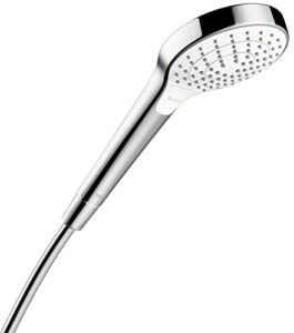 hansgrohe Croma Select S - Duschkopf, Handbrause mit 3 Strahlarten, runde Duschbrause (⌀ 110 mm), Brausekopf mit Antikalk-Funktion, Weiß/Chrom