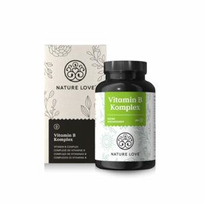 NATURE LOVE® Vitamin B Komplex – Hochdosiert: Mit 500 µg Vitamin B12 – 180 Kapseln (6 Monate) – alle 8 B-Vitamine (B1, B2, B3, B5, B6, B7, B9, B12) – vegan, laborgeprüft und in Deutschland produziert