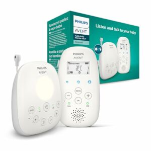 ‎Philips Avent Audio Babyphone DECT-Technologie, Eco-Mode, Gegensprechfunktion, Schlaf- und Nachtlieder, Temperatursensor, maximale Reichweite, weiß (Modell SCD713/26)