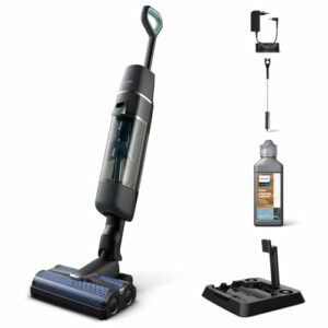 Philips Kabelloser Nass-Trocken-Sauger 7000 Series, Staubsaugen und Nasswischen, Automatische Selbstreinigung, bis zu 30 Minuten Laufzeit und 180 m2, Anthrazit/Champagnerfarben (XW7110/01)