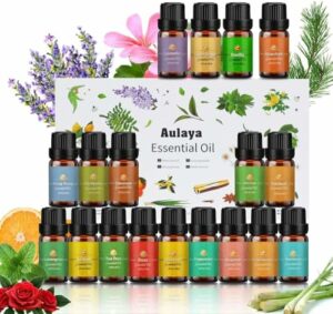 Ätherische Öle Set 18 x 10 ml, Teebaum, Lavendel, Eukalyptus, Weihrauch, Zitronengras, Rosmarin, Orange, Minze, Zitrone, Bergamotte, Ylang-Ylang, Grapefruit, Kamille, Rose, Vanille, Patchouli Salbei