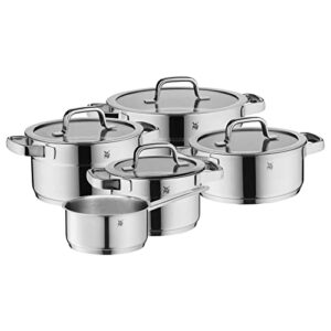 WMF Compact Cuisine Topfset Induktion 5-teilig, Kochtopf Set mit Glasdeckel, Cromargan Edelstahl poliert, Induktions Töpfe Set unbeschichtet, Innenskalierung