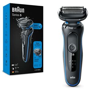 Braun Series 5 Rasierer für Herren, Elektrorasierer, EasyClean, Wet & Dry, wiederaufladbar & kabellos, 51-B1000s, blau