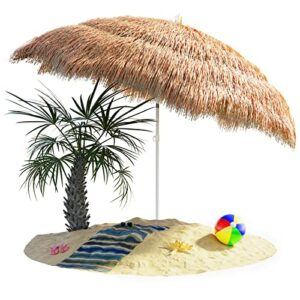 Kingsleeve® Sonnenschirm Hawaii Ø160cm Neigbar Höhenverstellbar UV Schutz 30+ Groß Rund Balkon Strand Strohschirm Strandschirm Bast Hawaiischirm Braun