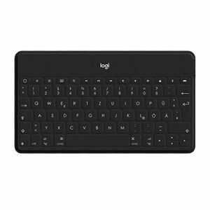 Logitech Keys-to-Go Kabellose Tablet-Tastatur, Bluetooth, iOS-Sondertasten, Ultraleicht & Geräuschlos, 3-Monate Akkulaufzeit, Fürs Tablet und Smartphone, Deutsches QWERTZ-Layout - Schwarz