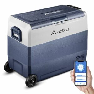 AAOBOSI Kompressor Kühlbox 60L, Kühlbox Auto Mit WIFI-APP-Steuerung, 12/24V und 100-240V Kühlbox Elektrisch, bis -20 °C für Auto, Lkw, Boot, Reisemobil, Camping