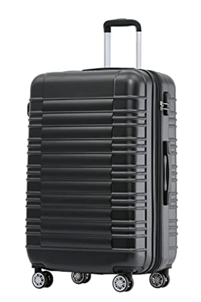 BEIBYE Zwillingsrollen Reisekoffer Koffer Trolleys Hartschale M-L-XL-Set (Schwarz, XL)