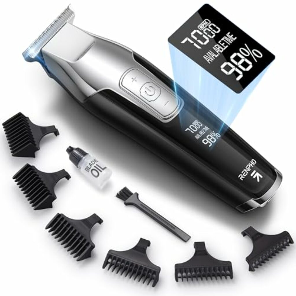 RENPHO Haarschneidemaschine Profi, T-Klingen-Trimmer Haarschneider 0mm, Konturen Haarschneidemaschine für Herren, Trimmer Rasierer mit LED-Anzeige zur Detaillierung und Konturierung des Barts