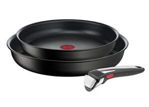 Tefal L39591 Ingenio Unlimited | stapelbar | Antihaftversiegelung | induktionsgeeignet | Thermo-Signal Temperaturanzeiger | Schwarz | 3-teiliges Set