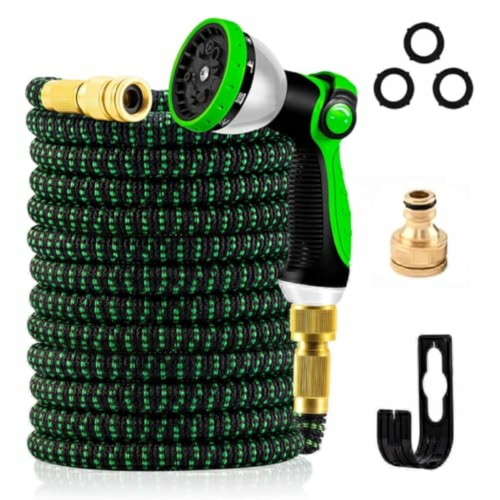 Yofidra Flexibler Gartenschlauch 22,5m, Ausdehnbarer Wasserschlauch 3/4 zoll 1/2 zoll mit 10 Sprühmuster, Aluminium verkupfert, Gewebe 3450D, Garden Hose Schlauch für Gartenarbeit,Reinigen,Autowäsche
