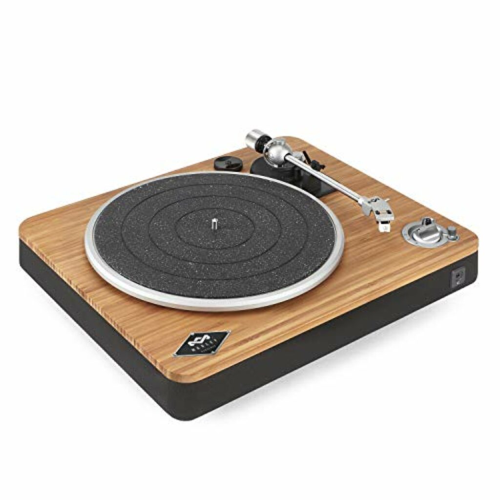 House of Marley Stir It Up Wireless Plattenspieler Bluetooth Bambus - Nachhaltig gefertigter Vinyl Player mit Vorverstärker, Schallplattenspieler mit Riemenantrieb und Audio Technica Tonabnehmer