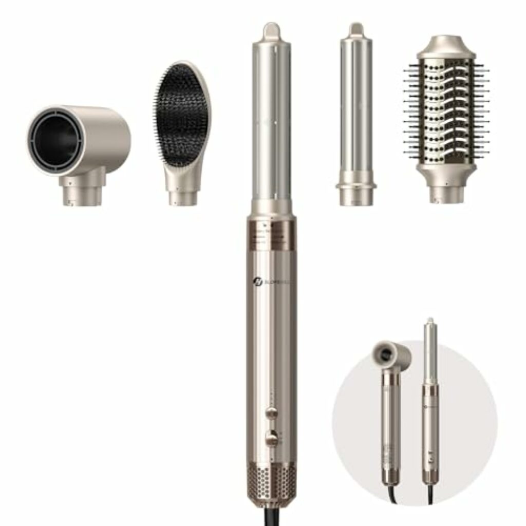 Slopehill Airstyler 5 IN 1, 110,000 RPM High-Speed Ionic Haartrockner für Schnelltrocknend, Multi-Haarstyler mit Automatischer Luft-Lockenstab, Haarglätter Bürste & Volumenbürste (Champagner Gold)