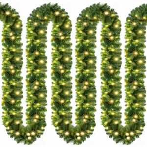 CASARIA® Weihnachtsgirlande mit Beleuchtung 5m 100 LEDs Beleuchtet Innen Außen Grün Weihnachtsdeko Weihnachten Deko Girlande Tannengirlande Warmweiß
