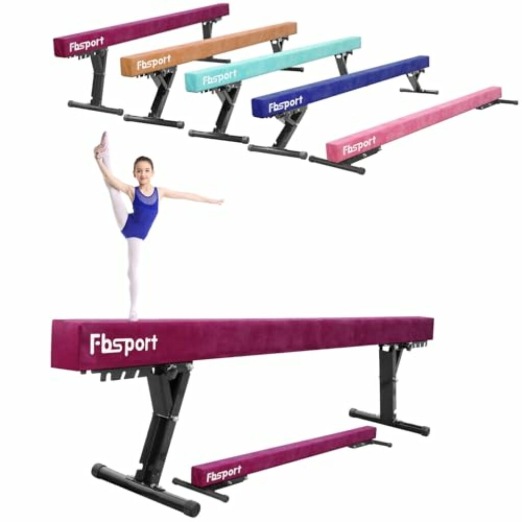 FBSPORT Schwebebalken Kinder Einstellbare Gymnastik Balance Beam 244CM, 5 Höhen Einstellbare High und Low Level Floor Beam Hoch Stabile Gym Praxis Trainingsgeräte für zuhause/Erwachsene