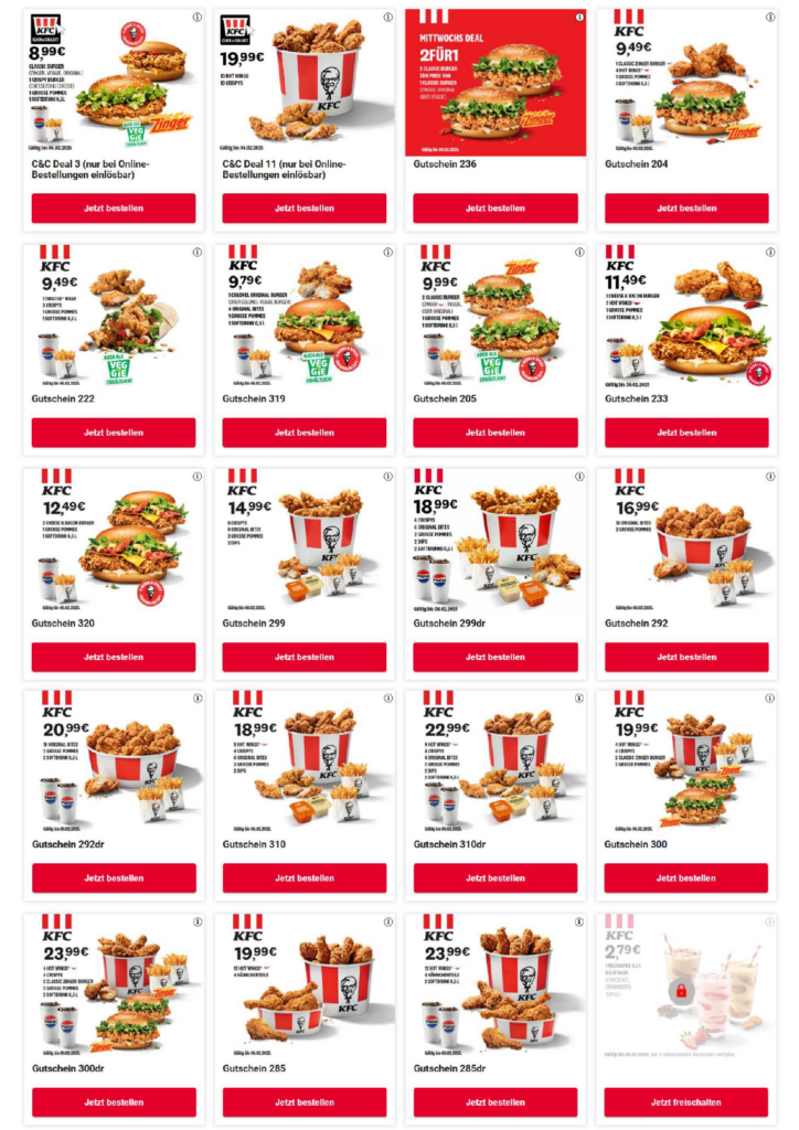 Aktuelle KFC Gutscheine & Angebote 01/2025