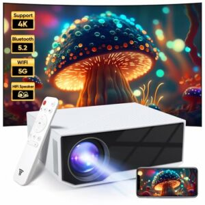 ZDK Mini Beamer 4K-Unterstützung,Full HD 1080P projektor mit Bluetooth und WiFi,20000 Lumen Tragbarer Projektor Heimkino,Kompatibel mit Smartphone/TV Stick/TV Box/HDMI/USB/AV/PS5 (Weiße)
