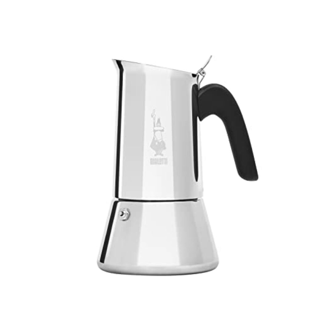 Bialetti - New Venus Induction, Edelstahl Herd Espresso-Kaffeemaschine, Geeignet für Alle Herdarten, 10 Tassen (460ml), Aluminium, Silber