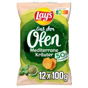 Lay's aus dem Ofen mediterrane Kräuter – Knusprig gewürzte Kartoffelchips aus dem Ofen für eine gelungene Party mit Nutri-Score [B]-(12 x 100g)