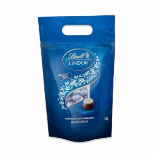 Lindt LINDOR Schokoladen Kugeln Milchcrème | 1 kg Beutel, wiederverschließbar l ca. 80 Milch-Schokolade mit Milchcrème-Füllung | Großpackung, Pralinen-Geschenk, Schokoladengeschenk