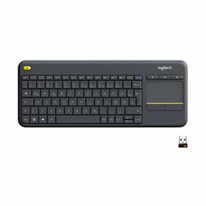 Logitech K400 Plus Kabellose Touch-TV-Tastatur mit integriertem Touchpad, HTPC-Tastatur für mit dem Fernseher verbundene PCs, Windows, Android, Chrome OS, Laptop, Deutsches QWERTZ-Layout - Schwarz