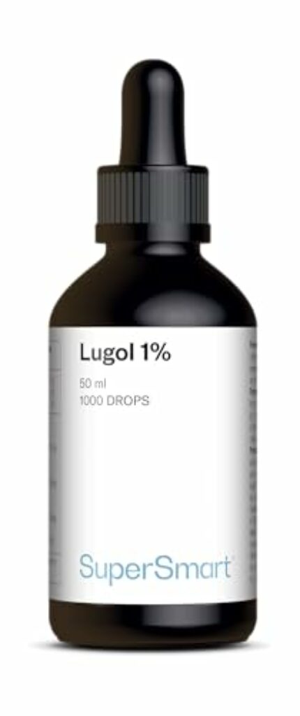 Lugol 1% - Jodtropfen - Reinigt Wunden und Verbrennungen - Jod-Jod Harnstoff-Lösung - Diode 1% - Kaliumjodid 2% - Trägt zur normalen Funktion der Schilddrüse bei - 1000 Tropfen - Supersmart