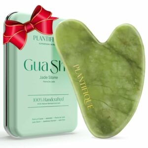 Plantifique Gua Sha Stein - Natürlicher Jade Massageroller - Guasha aus Jade Stein - Gesichtsmassage Für Augenschwellungen Hautstraffung von Gesicht - Gua Sha Stein Original - Face Massager