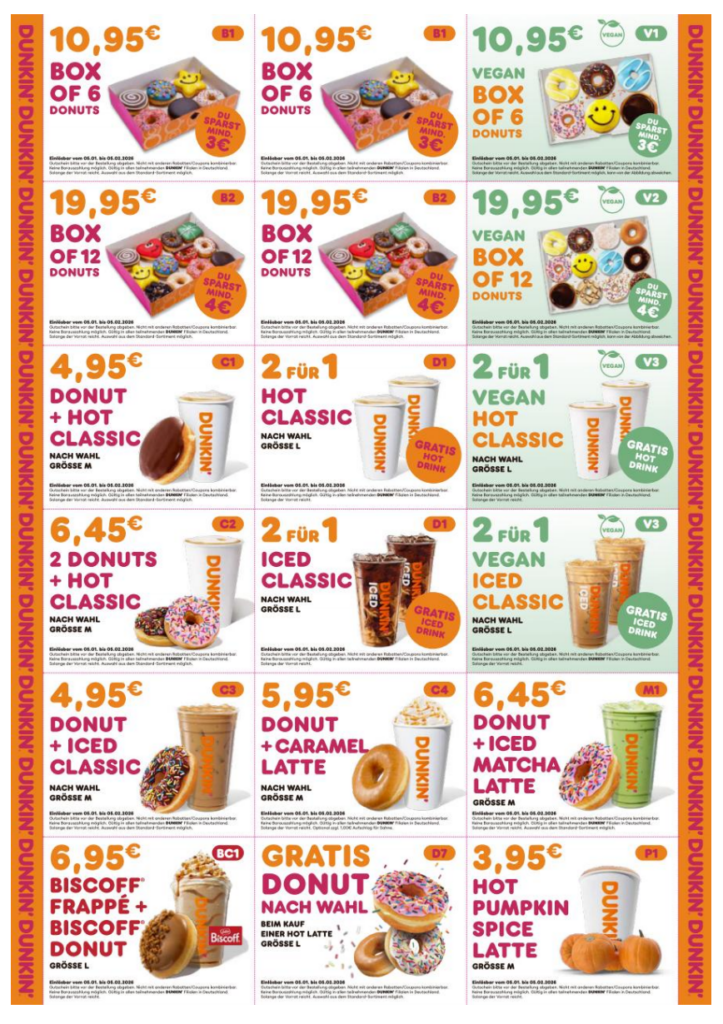 Dunkin’ Donuts Gutscheine 01/2026