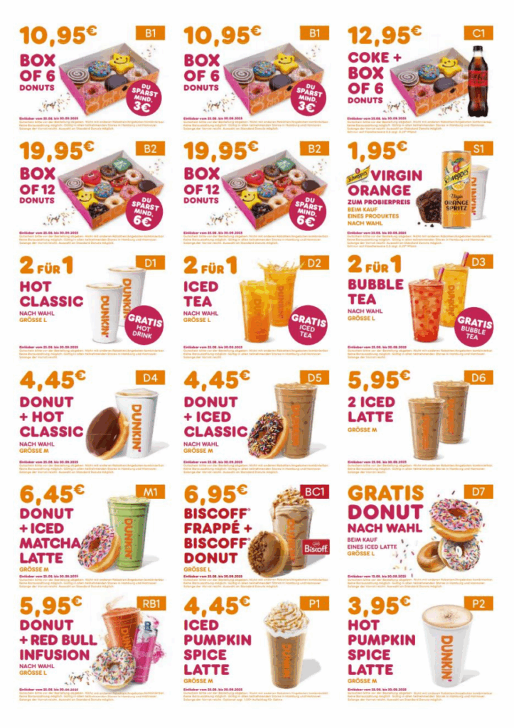 Dunkin’ Donuts Gutscheine 09/2025