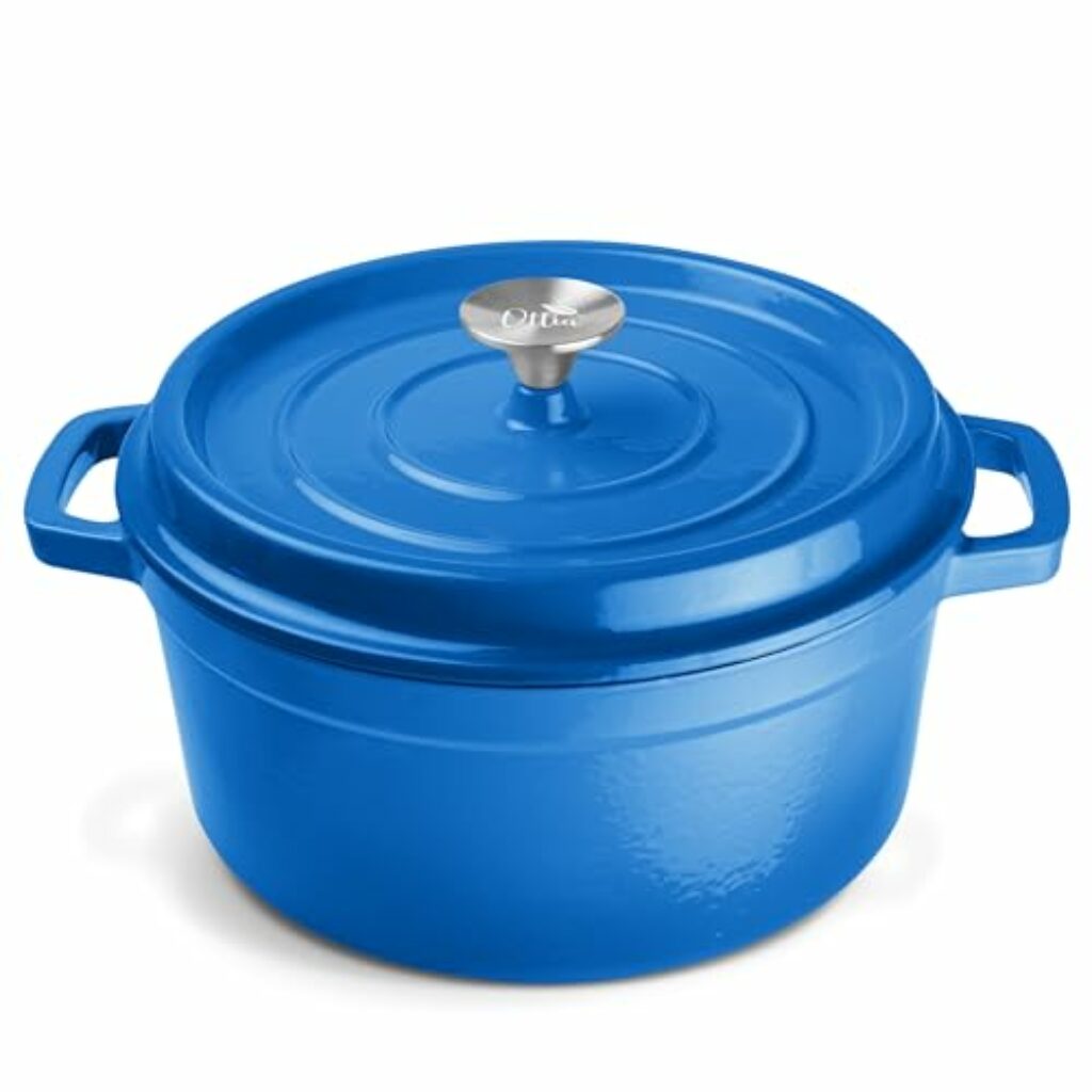 OTTIA Gusseisen Topf, 3fach Emaille, 26cm groß, 5 Liter. Bräter, Cocotte, Schmortopf mit Deckel, für Induktion, alle Herde, Ofen, emailliert, Brottopf, Brotbacktopf. Aus Hamburg