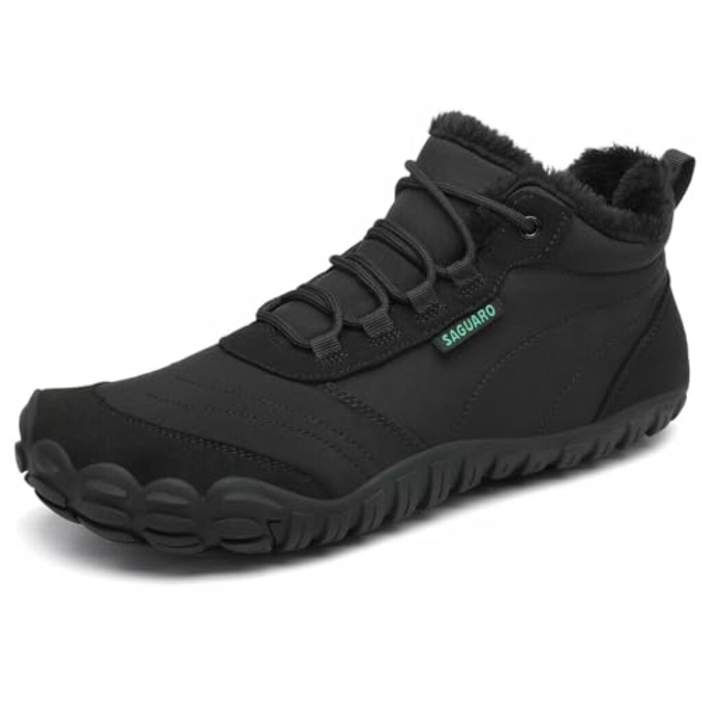 SAGUARO Barfußschuhe Winter Herren Winterschuhe Damen Gefüttert Winterstiefel Warm Barfusschuhe Wasserabweisend Schneestiefel Outdoor Winterboots Schwarz,EU GR.40