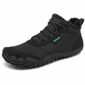 SAGUARO Barfußschuhe Winter Herren Winterschuhe Damen Gefüttert Winterstiefel Warm Barfusschuhe Wasserabweisend Schneestiefel Outdoor Winterboots Schwarz,EU GR.40