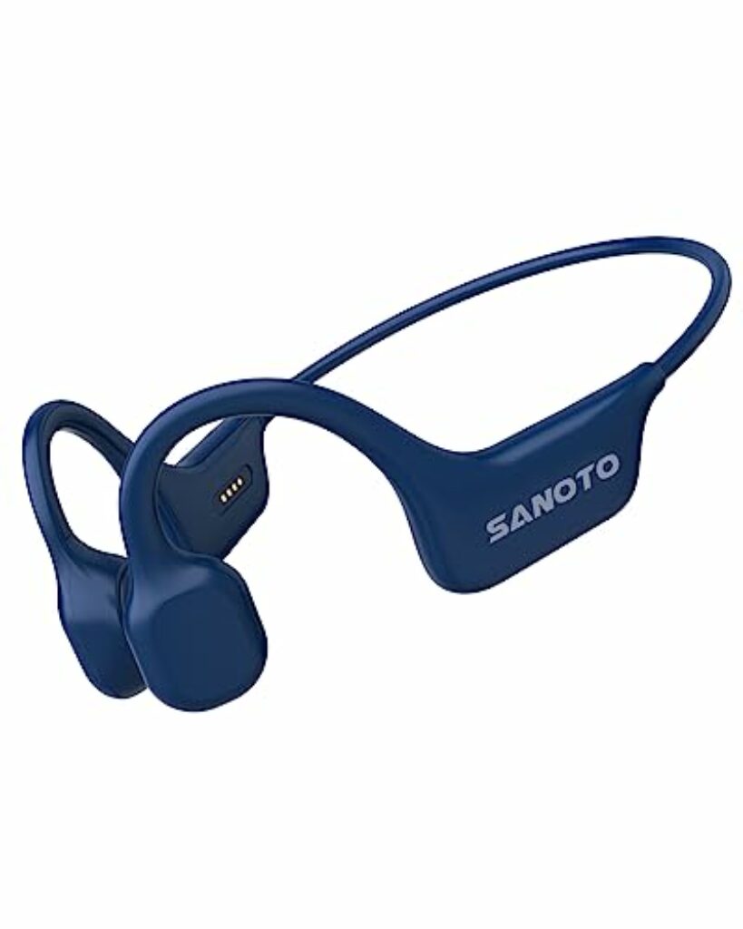 SANOTO Knochenschall Kopfhörer, Open Ear Kopfhörer Bluetooth 5.0 Bone Conduction Kopfhörer Kabellos IPX7 wasserdichte Schweißfeste Sportkopfhörer Kopfhörer für Läufer Fahrrad Radfahren Fitness