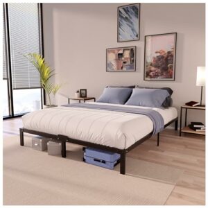 Dreamzie Bett 140x200 mit Lattenrost aus Metall - Bettgestell 140x200 für Matratze, Höche 35 cm - Großer Stauraum, Leicht zu Montieren und Stabil - Schwarzer Lattenrost
