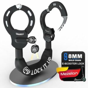 Mezelon E Scooter Schloss 8mm | Fahrradschloss | Hochsicherheits-Schlösser | Handschellenschloss | Hochbelastbare Schlösser für E Scooter/Fahrräder/E-Bike/Motorrad