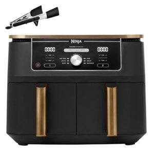Ninja Foodi MAX Dual Zone Heißluftfritteuse, 9,5L Airfryer, 2 Fächer, mit Zange, Antihaftbeschichtung, spülmaschinenfeste Körbe, 6-in-1, Amazon Exklusiv, Kupfer/Schwarz, AF400EUCP