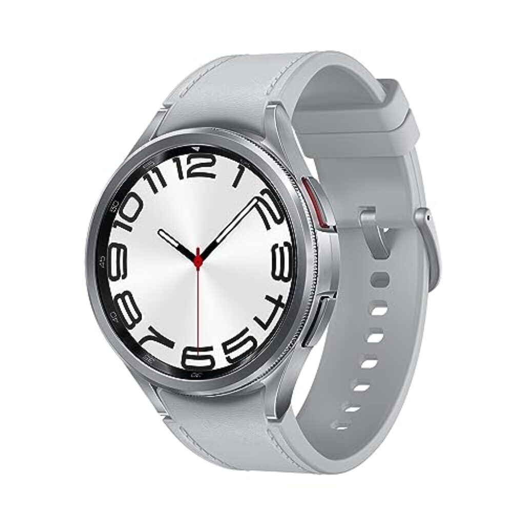 Samsung Galaxy Watch6 Classic Smartwatch, Gesundheitsfunktionen, Fitness Tracker, Schnell ladender Akku, Bluetooth, 47 mm, Silber, Inkl. 36 Monate Herstellergarantie [Exklusiv bei Amazon]
