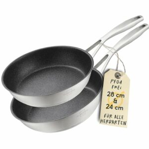 SILBERTHAL Induktion Pfannen Set - Bratpfannen 2er Set - Induktionsgeeignet - 28cm & 24cm - Edelstahl - Beschichtet