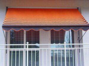 Angerer Freizeitmöbel GmbH Klemmmarkise Exklusiv - Markise für Sonnenschutz - Montage ohne Bohren und Dübeln - ideale Balkonmarkise für Mietwohnungen (Orange-Braun, 250 cm)