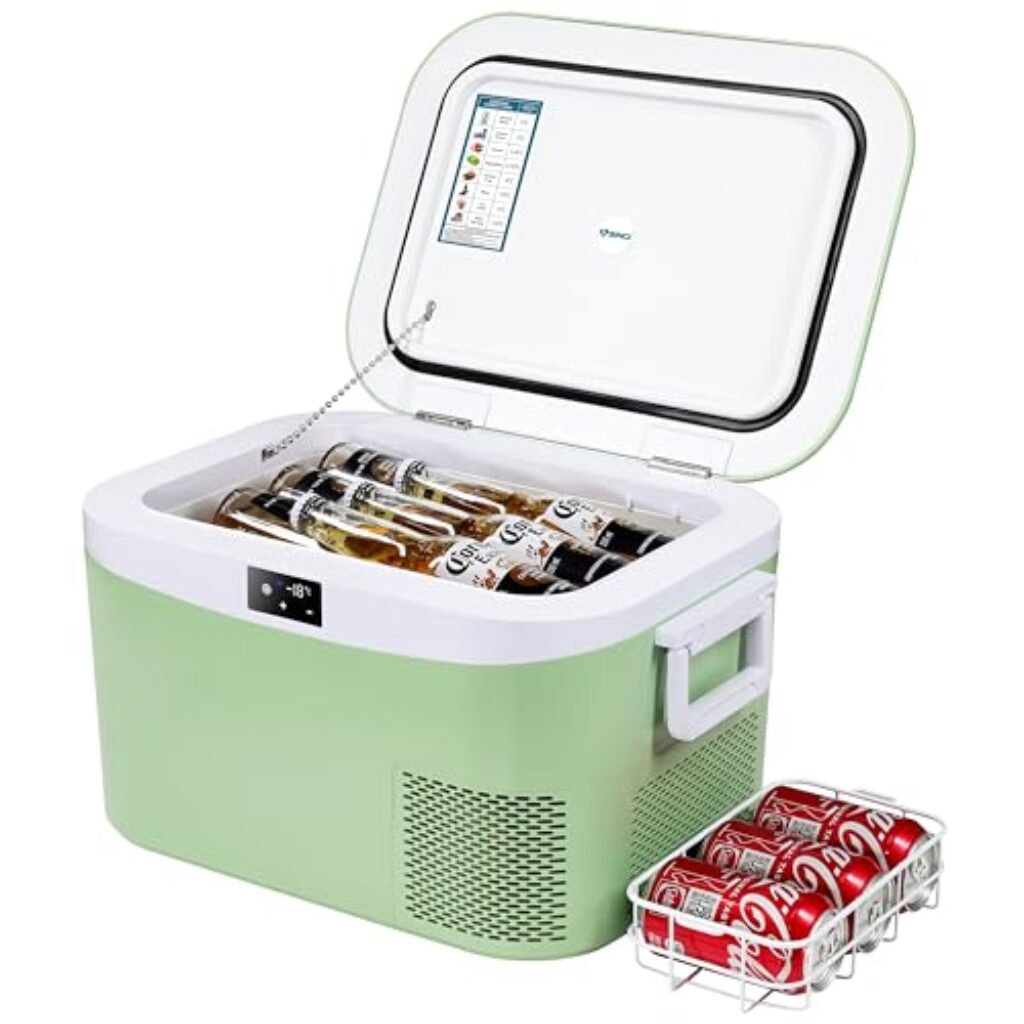 BINGI Kompressor Kühlbox 12.8L Tragbarer Auto Kühlbox 12V / 24V DC und 110~240V AC Elektrische Kühlschrank Kompressor Gefrierbox für Auto LKW Picknick Camping und Heimgebrauch (‎HC-12P2)