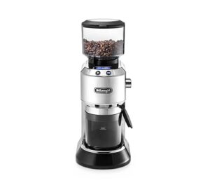 De'Longhi Dedica KG 521.M Elektrische Kaffeemühle, 2,1" LCD Display mit Aroma Funktion, Vollmetallgehäuse, Edelstahl Kegelmahlwerk, einstellbare Mahlgradeinstellung, Silber
