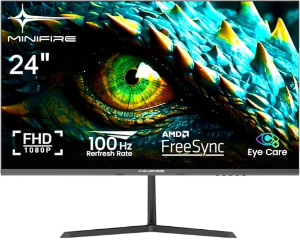 Minifire 24 Zoll Monitor, 100Hz, Full HD（1980x1080p）,5ms(OD), Adaptive-Sync, sRGB110%, Eye-Care，VESA, PC Bildschirm mit HDMI USB-C Ports - MF24X3AL