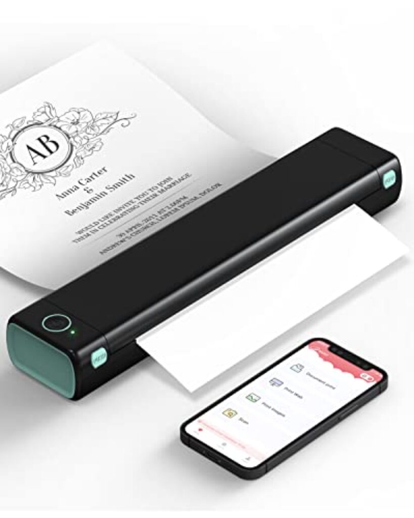 Phomemo M08F Mobiler Drucker A4 für Unterwegs Bluetooth Kleiner Thermodrucker - Portable Printer Kompatibel mit Android und iOS, Unterstützt A4 Thermopapier