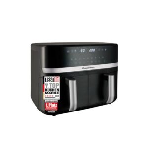 Russell Hobbs Heißluftfritteuse 2 Kammern 9L Rapid AirFryer [2 Fächer je 4,5l, sehr leiser Betrieb, 9 Programme] SatisFry Fritteuse (spülmaschinenfest, Match & Synchronisierungsfunktion) 27681-56